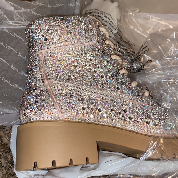 NWT Betsey Johnson SB-HUDSN Rhinestone Combat Bootie - Picture 13 of 15